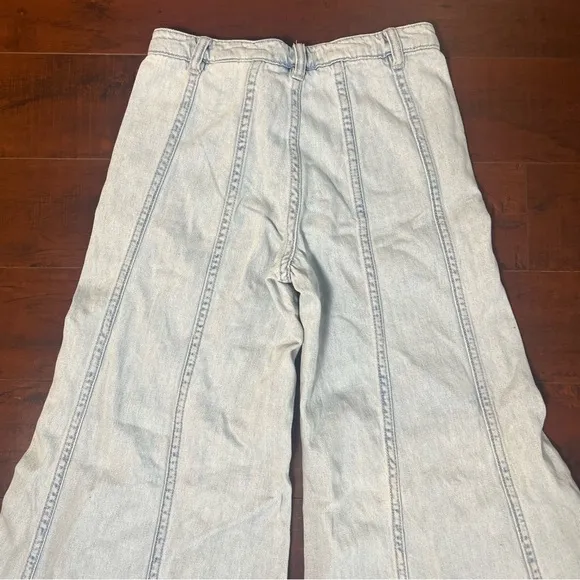 FREE PEOPLE Denim Gilmore Wide Leg Landon Jeans Light Wash Mid Rise Size 0