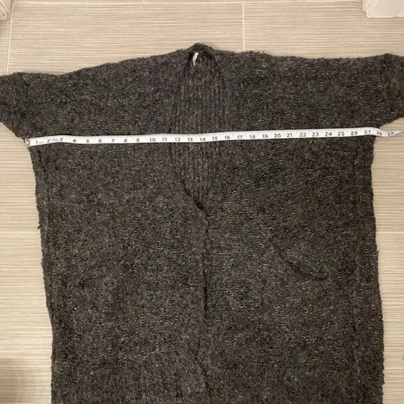 Free People Oversized Boucle Cardi Sweater XS Grey Alpaca Blend