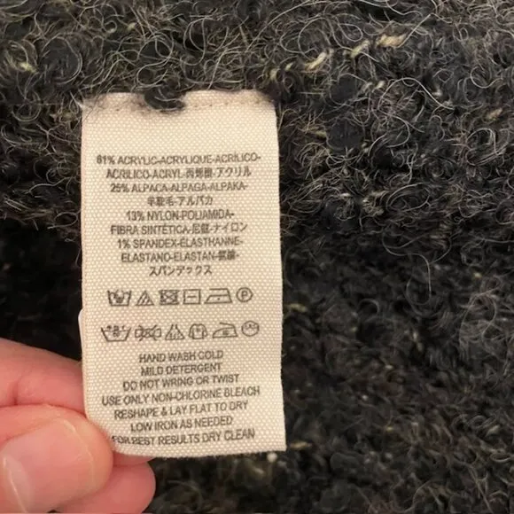 Free People Oversized Boucle Cardi Sweater XS Grey Alpaca Blend