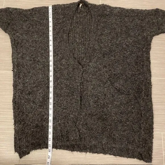 Free People Oversized Boucle Cardi Sweater XS Grey Alpaca Blend