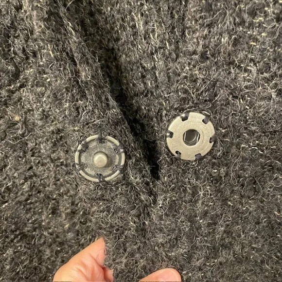 Free People Oversized Boucle Cardi Sweater XS Grey Alpaca Blend