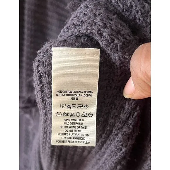 Free People Women's Cold Shoulder V Neck  Sweater Gray Casual Knit High-Low S/M