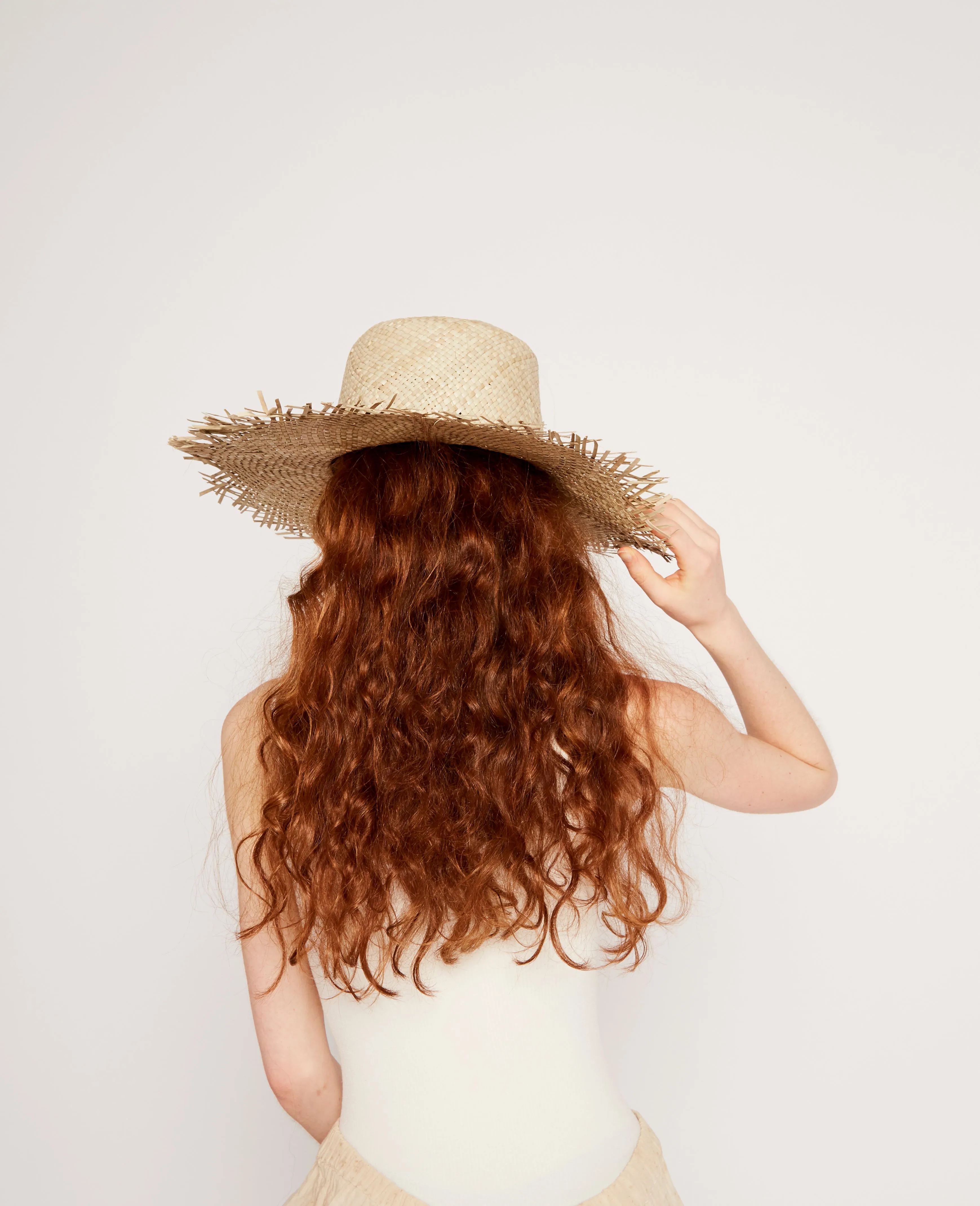Fringe straw hat