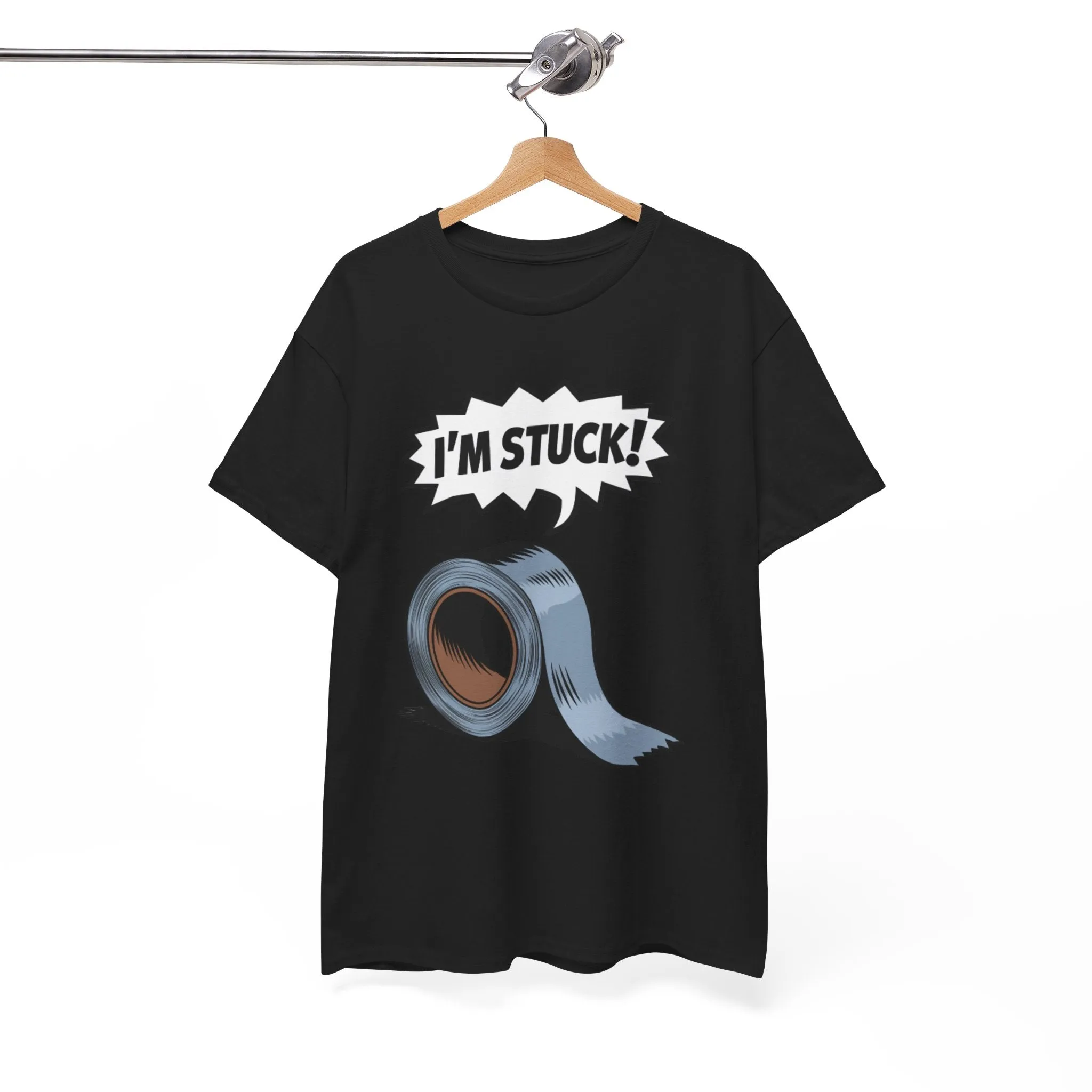 Funny "I'm Stuck!" Unisex Heavy Cotton Tee - Lighthearted Humor T-Shirt