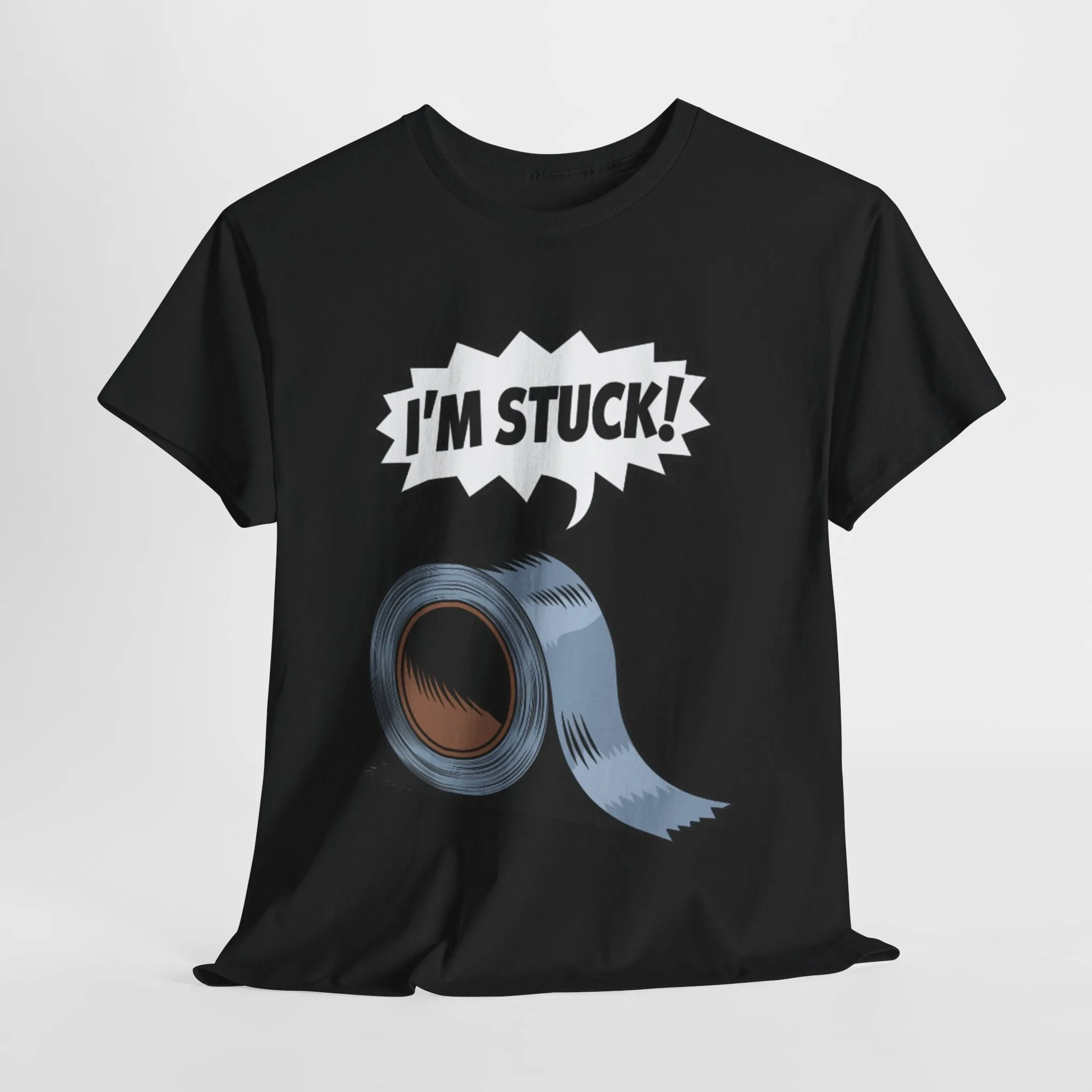 Funny "I'm Stuck!" Unisex Heavy Cotton Tee - Lighthearted Humor T-Shirt