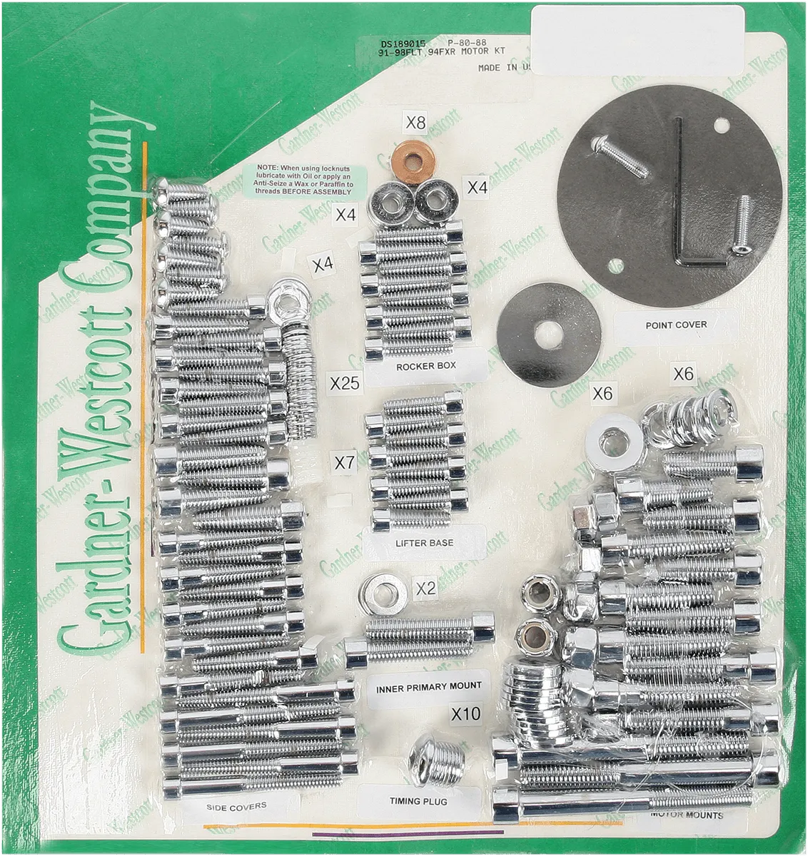 Gardner-Westcott P-80-87 Motor Chrome Steel Socket-Head Bolt Kit
