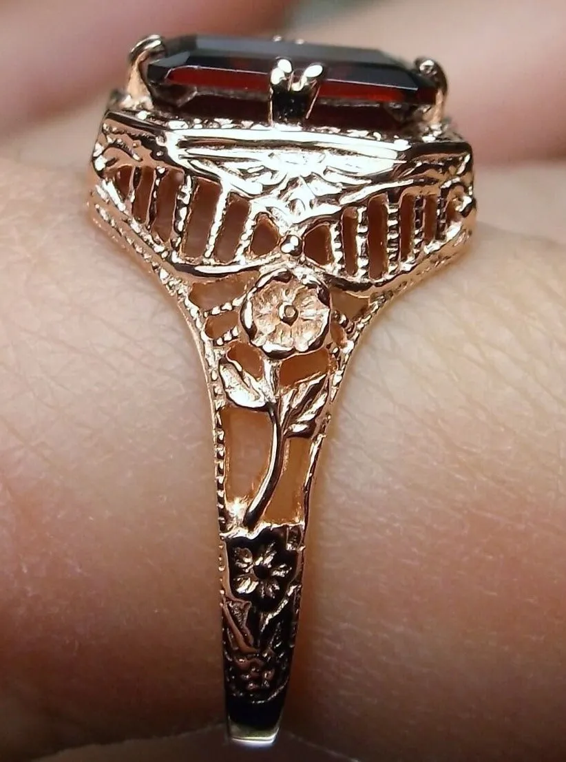 Garnet Ring, 14K or 10K Gold, Lovely Rectangle Edwardian Jewelry #D148