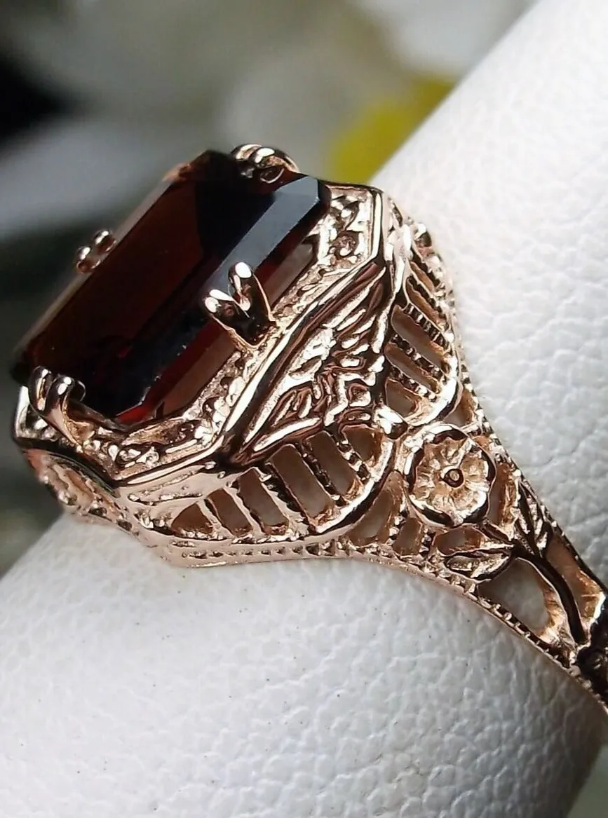 Garnet Ring, 14K or 10K Gold, Lovely Rectangle Edwardian Jewelry #D148