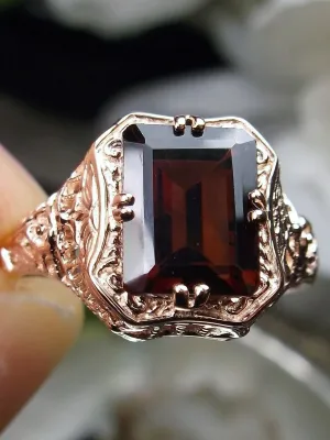 Garnet Ring, 14K or 10K Gold, Lovely Rectangle Edwardian Jewelry #D148