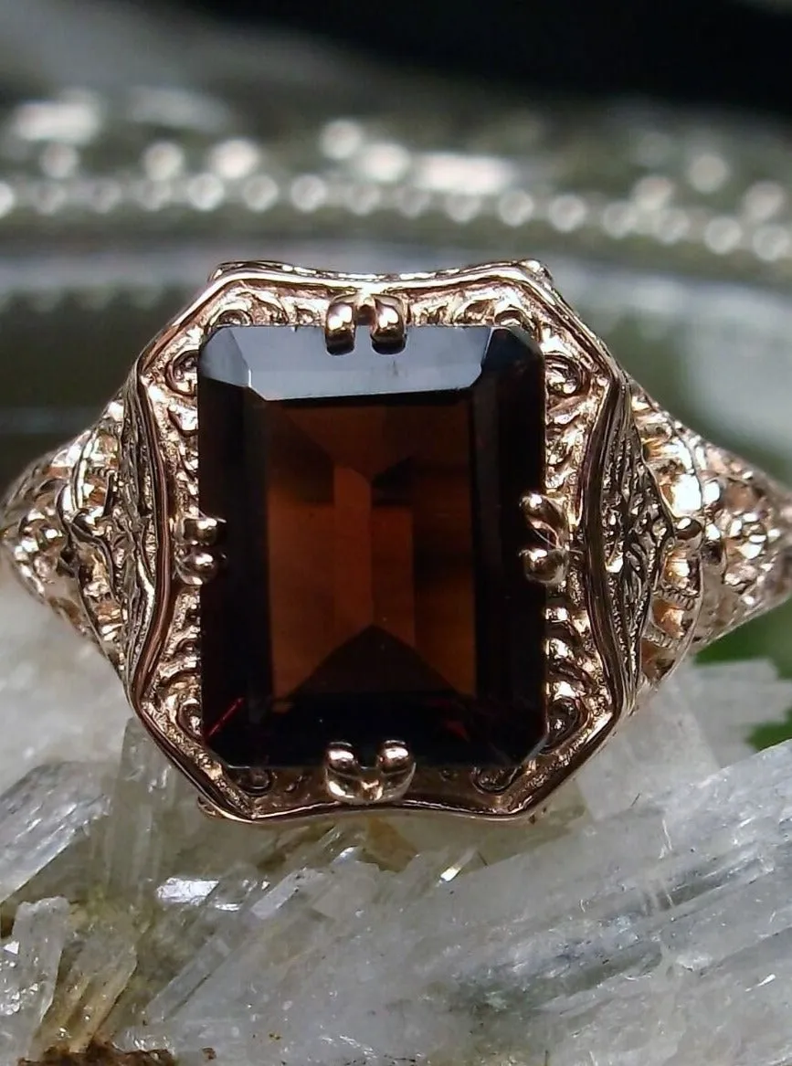 Garnet Ring, 14K or 10K Gold, Lovely Rectangle Edwardian Jewelry #D148