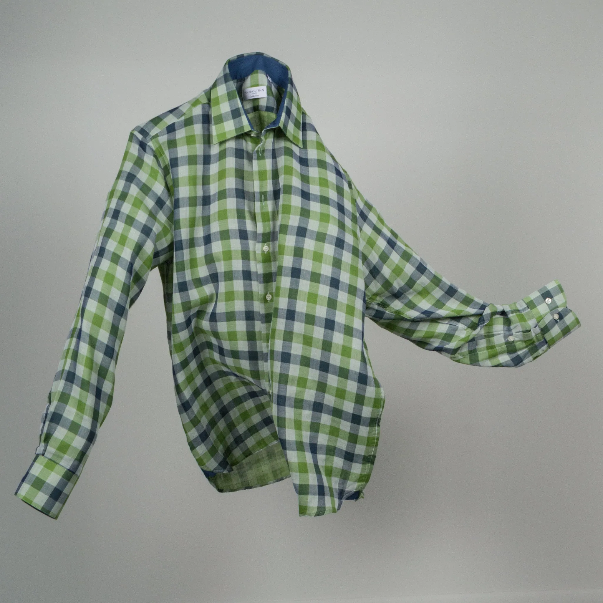 Gary Cotton Voile Large Check - Green