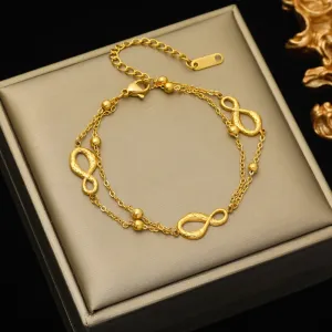 Geometric Symbols Stainless Steel Charm Bracelet