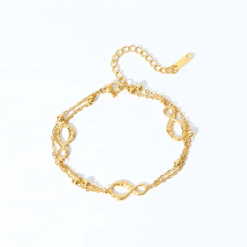 Geometric Symbols Stainless Steel Charm Bracelet
