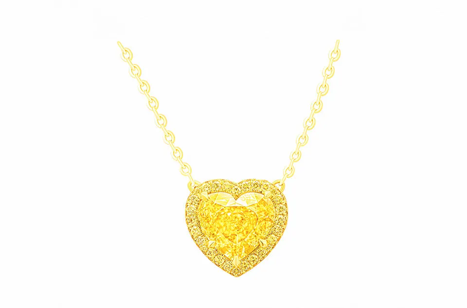 GIA Certified Pendant with 6.03ct Fancy Intense Yellow Heart Shape Diamond