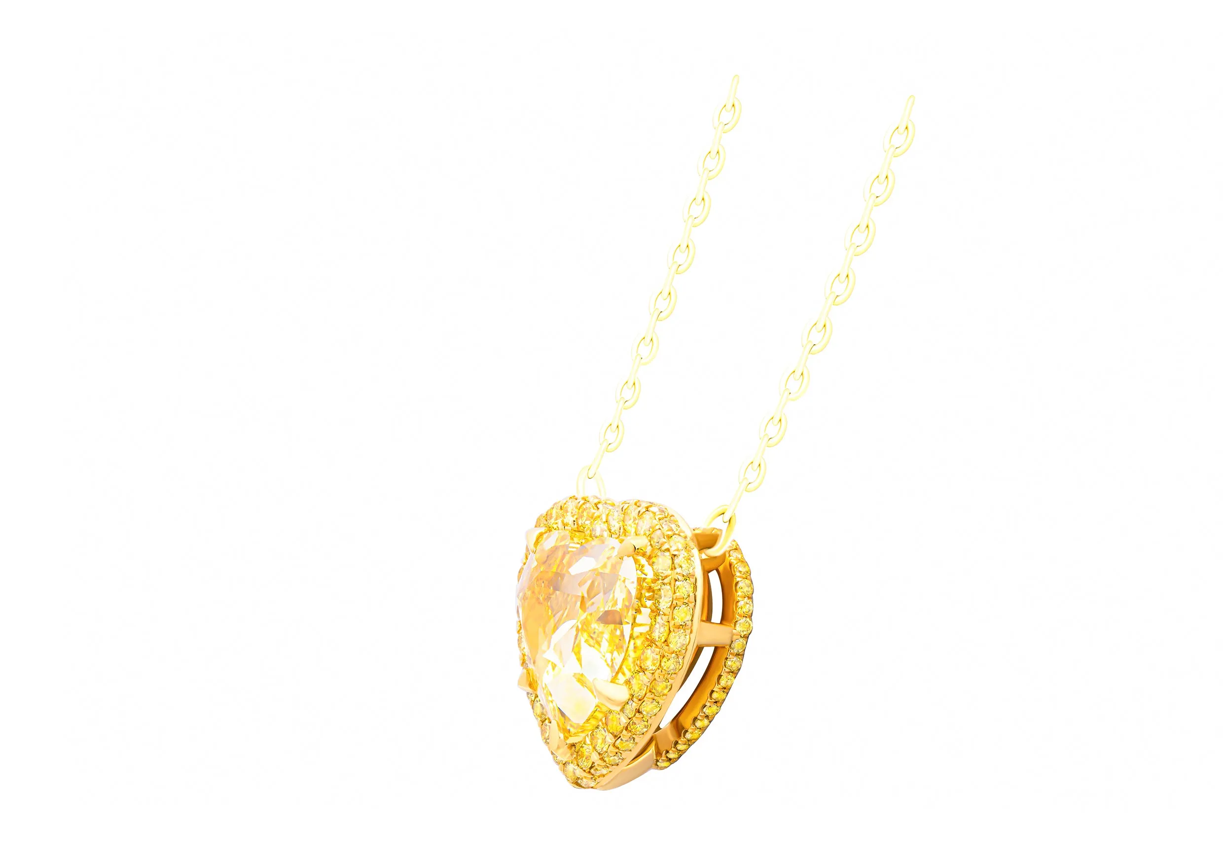 GIA Certified Pendant with 6.03ct Fancy Intense Yellow Heart Shape Diamond