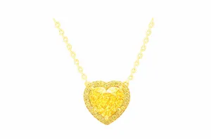 GIA Certified Pendant with 6.03ct Fancy Intense Yellow Heart Shape Diamond