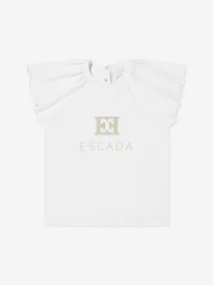 Girls Embroidered Logo Dress in White