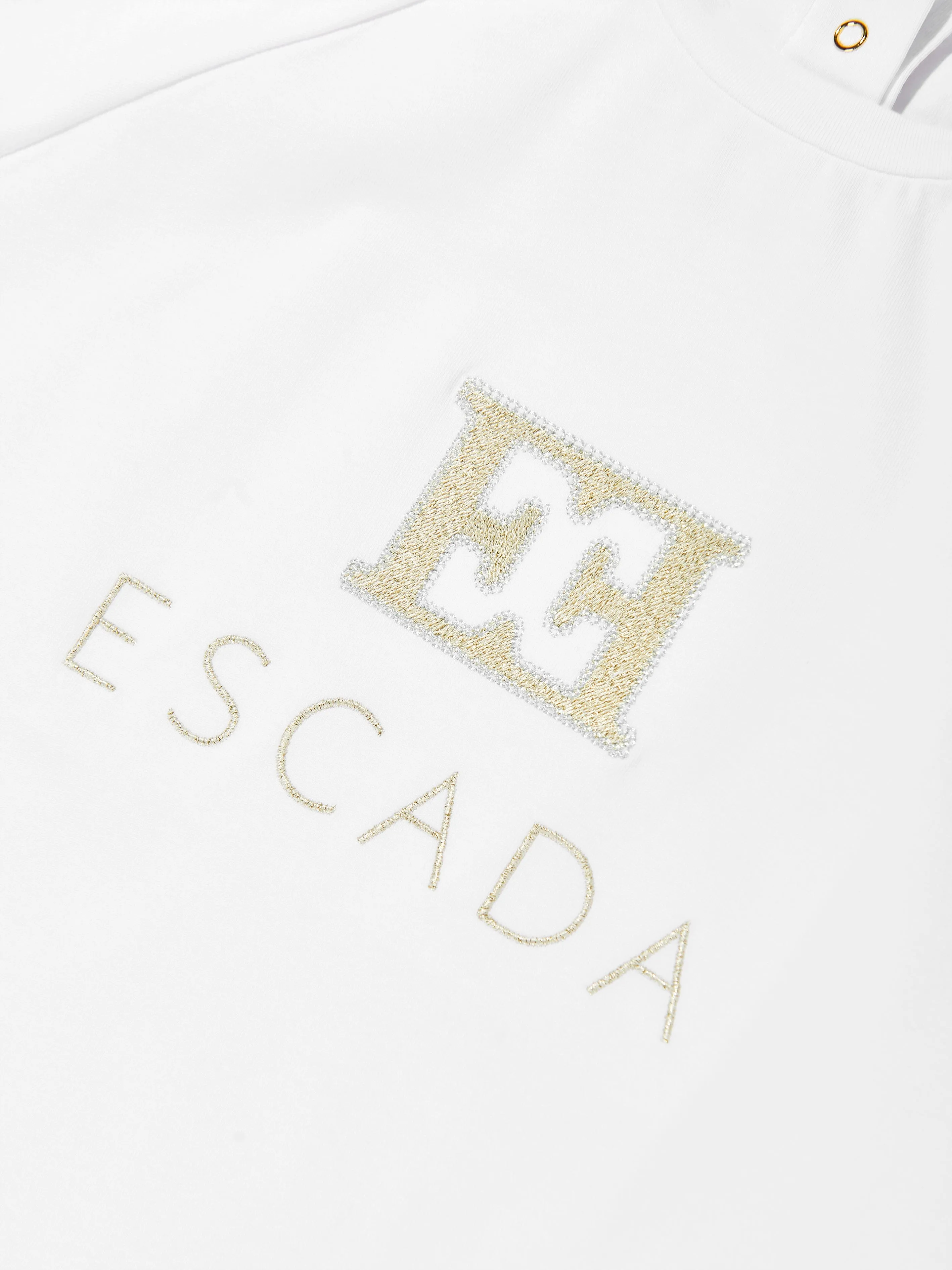 Girls Embroidered Logo Dress in White