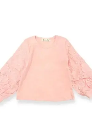 Girls Lace & Pearl Accent Blouse