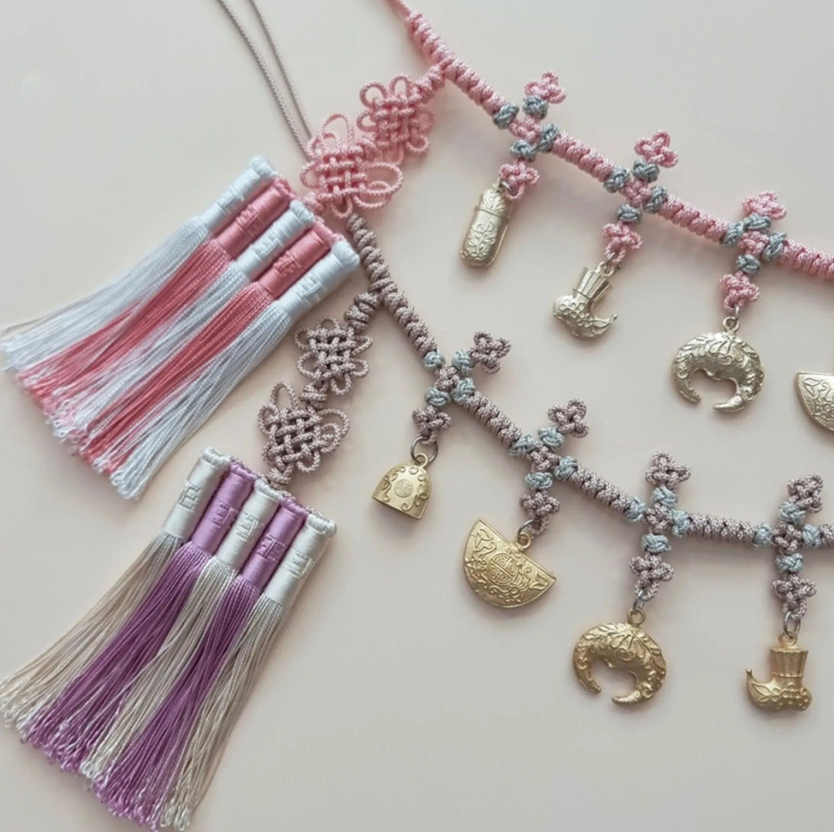 Gold Ornaments Lavender Tassel Belt