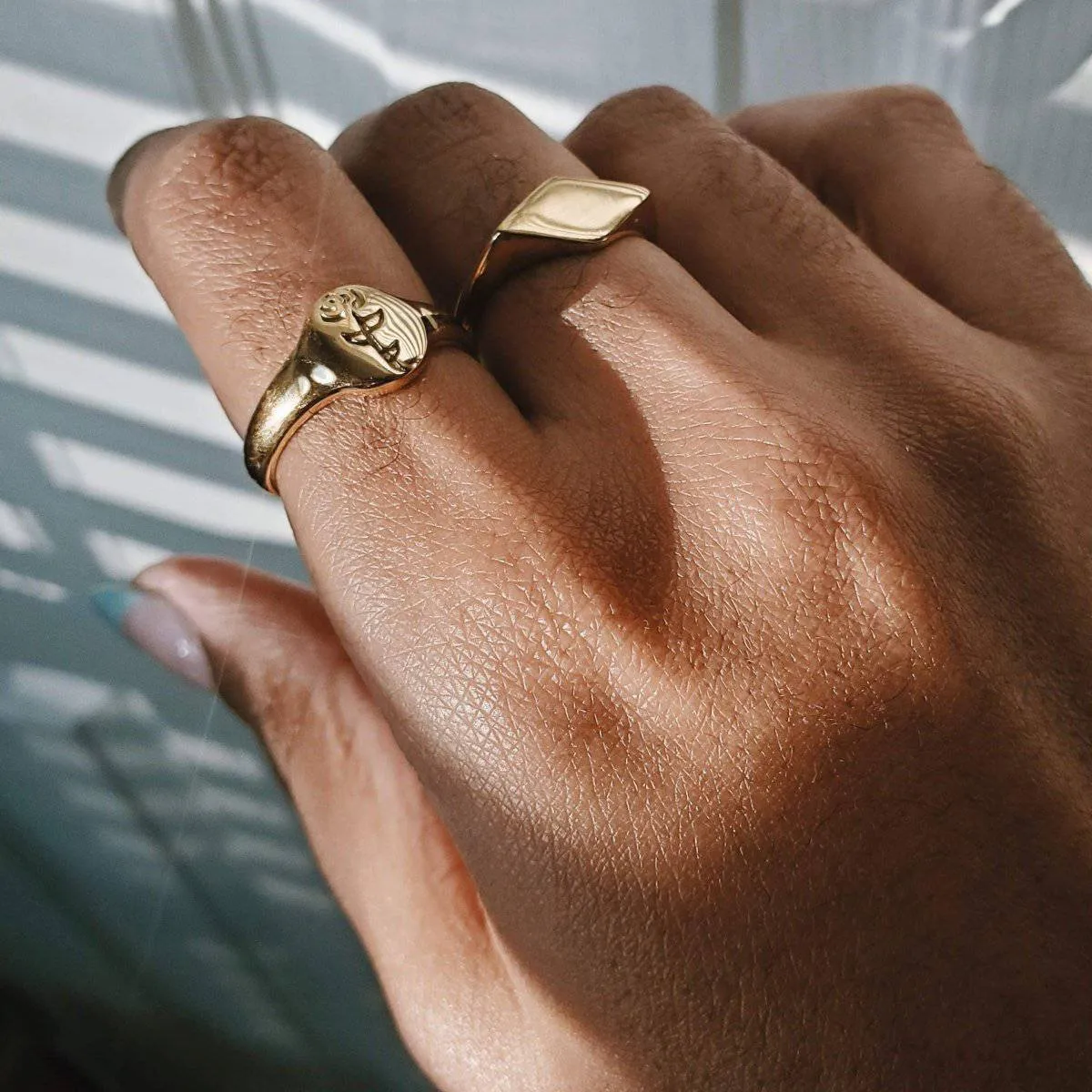 Gold Rose Signet Ring