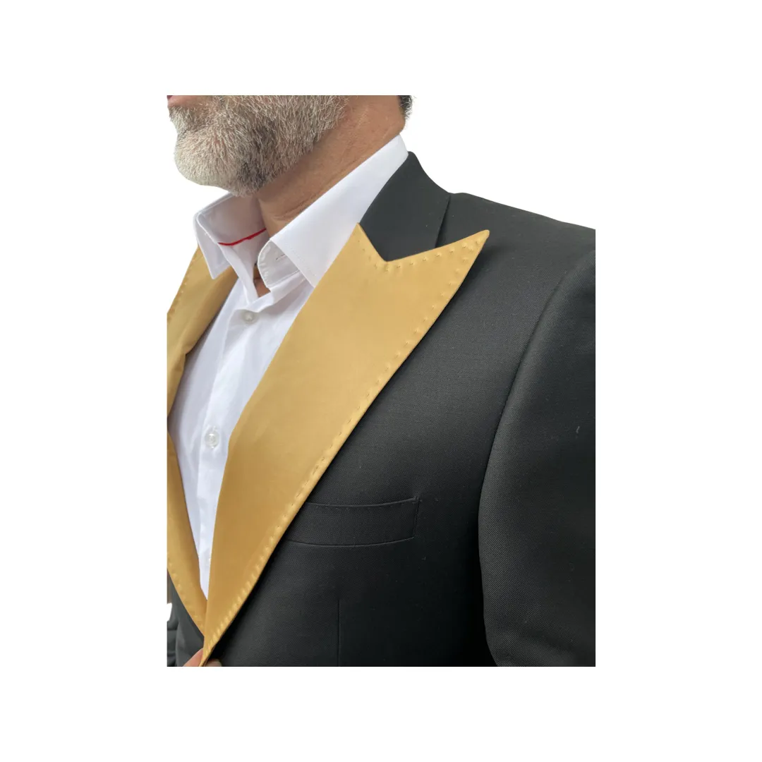 GOLD SATIN PEAK LAPEL