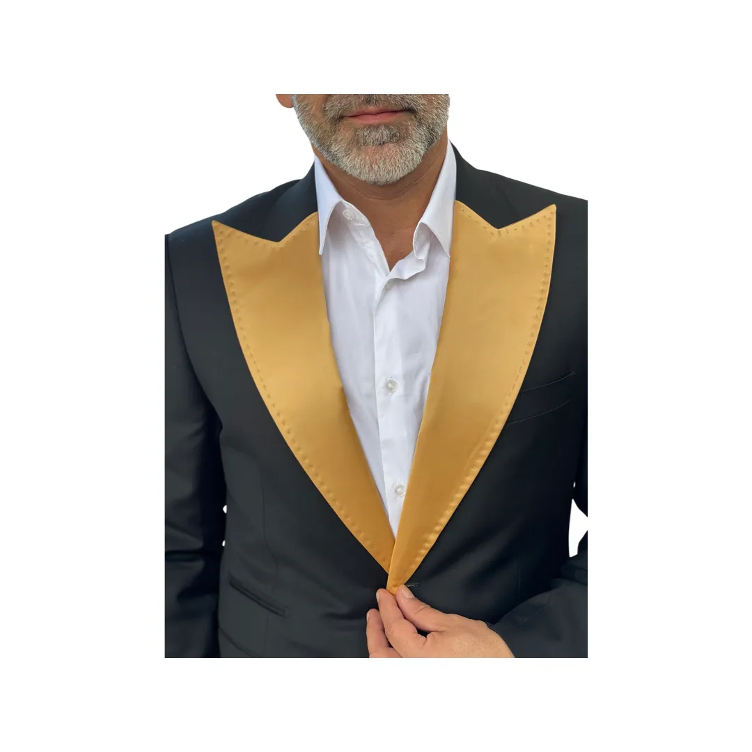 GOLD SATIN PEAK LAPEL