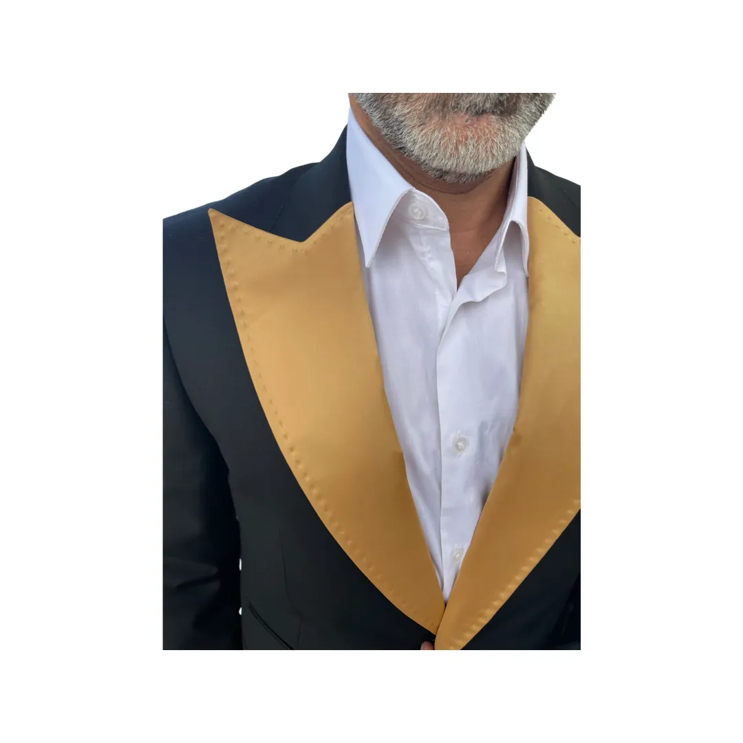 GOLD SATIN PEAK LAPEL