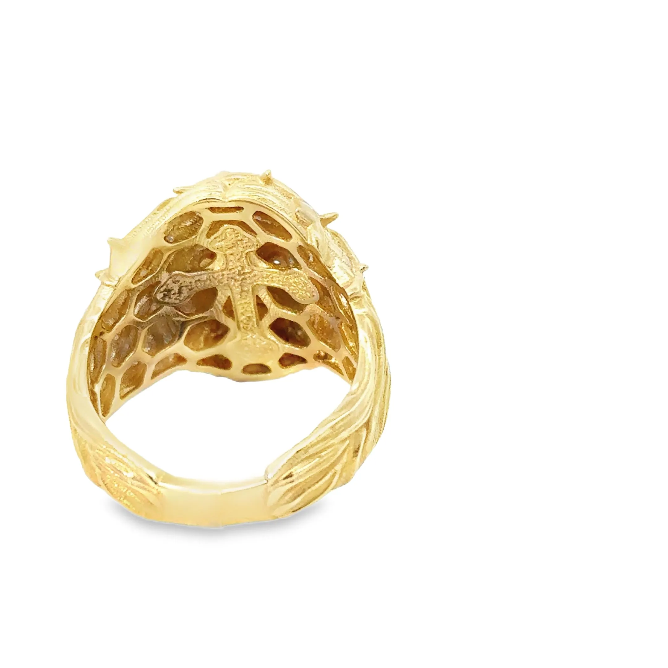 Golden Jesus Face Ring with Intricate Details 14k