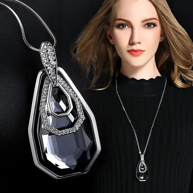 Gray Crystal Choker Collier Femme Statement Women Necklace & Pendant