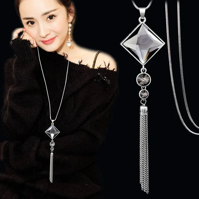 Gray Crystal Choker Collier Femme Statement Women Necklace & Pendant