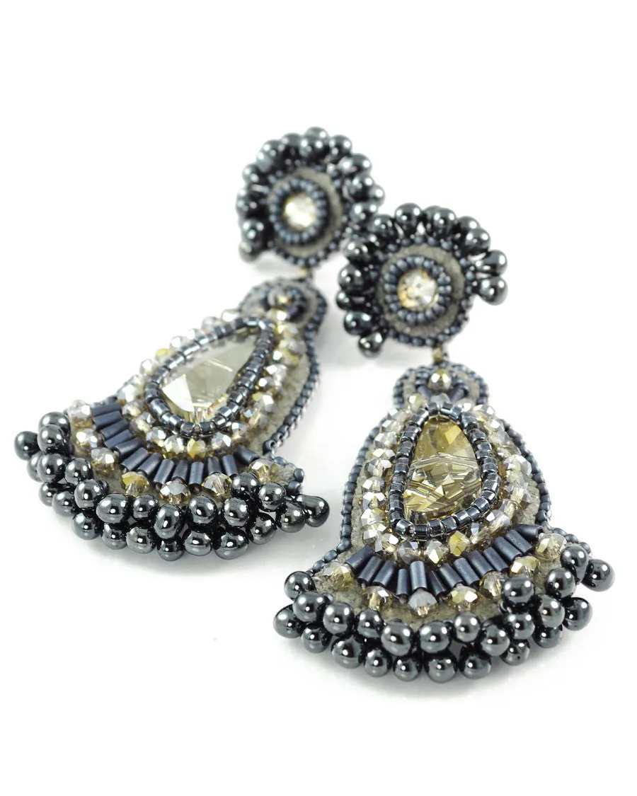 Gray statement dangle earrings