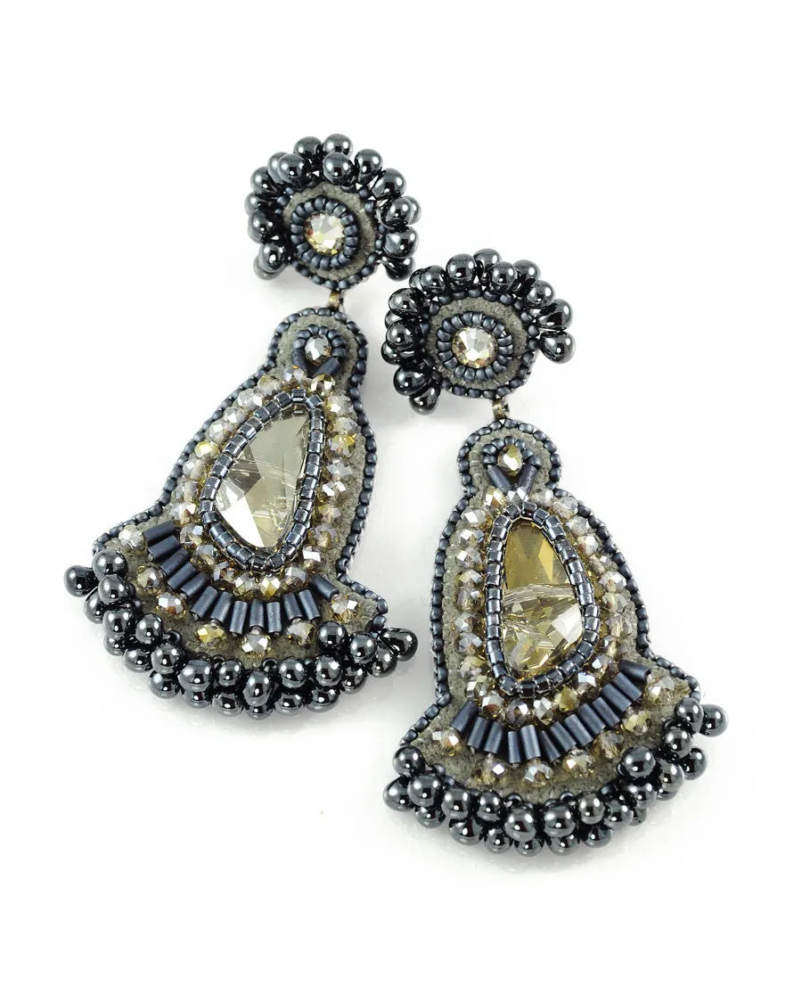 Gray statement dangle earrings