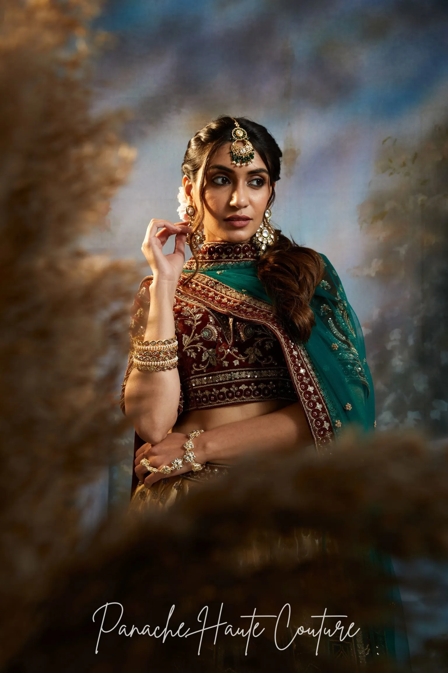 Green and Gold Color Wedding Lehenga ZAINAB