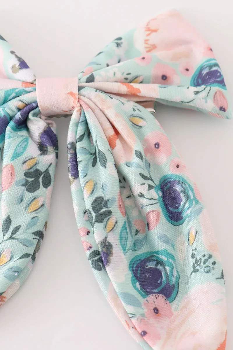 Green Garden Serenity Print Girl Sailor Bow