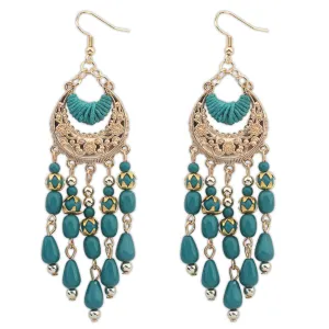 Green Resin & Polyster 18K Gold-Plated Tassel Drop Earrings