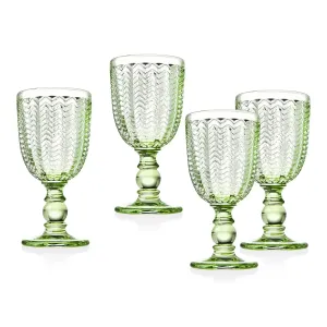 Green Wine Goblets, Set of Four