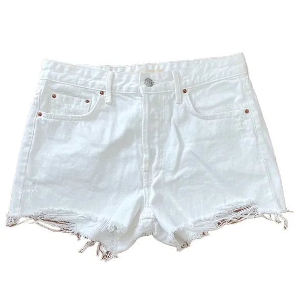 GRLFRND Helena High Rise Cut Off Short in Topanga (White) - EUC, 27