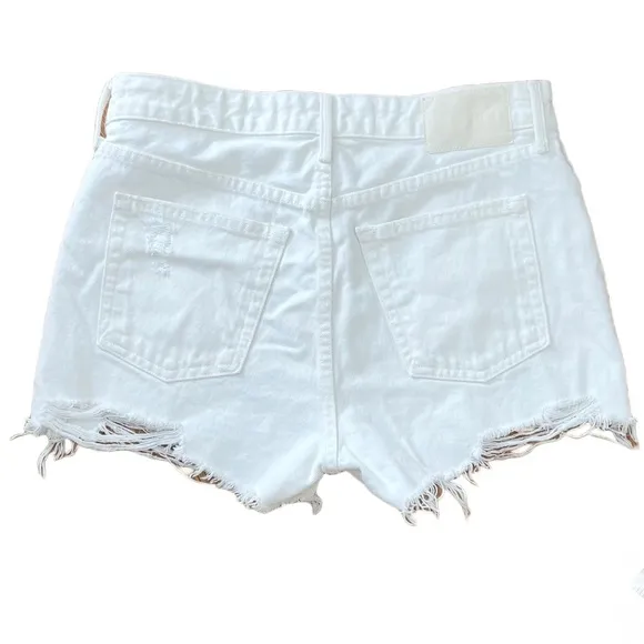 GRLFRND Helena High Rise Cut Off Short in Topanga (White) - EUC, 27