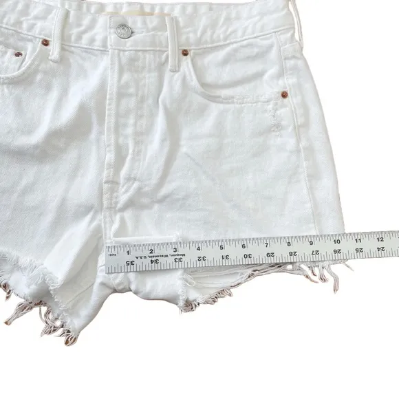 GRLFRND Helena High Rise Cut Off Short in Topanga (White) - EUC, 27