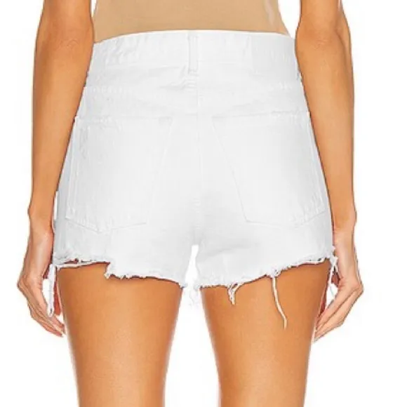 GRLFRND Helena High Rise Cut Off Short in Topanga (White) - EUC, 27
