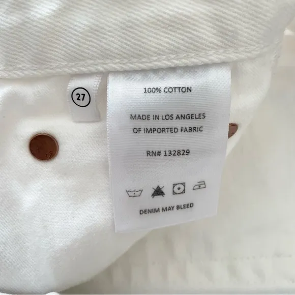 GRLFRND Helena High Rise Cut Off Short in Topanga (White) - EUC, 27