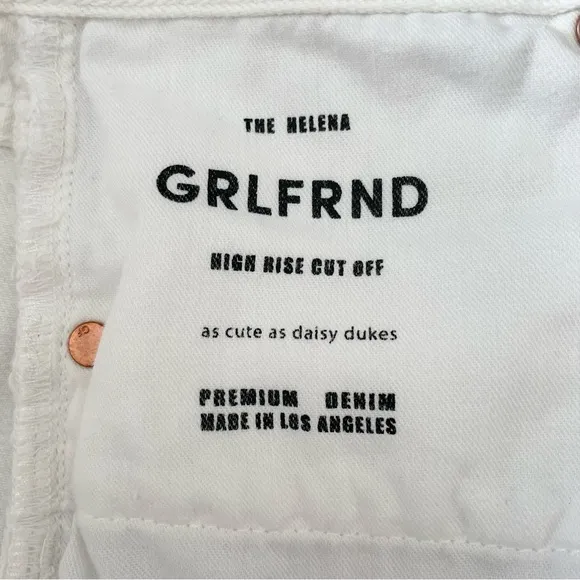 GRLFRND Helena High Rise Cut Off Short in Topanga (White) - EUC, 27