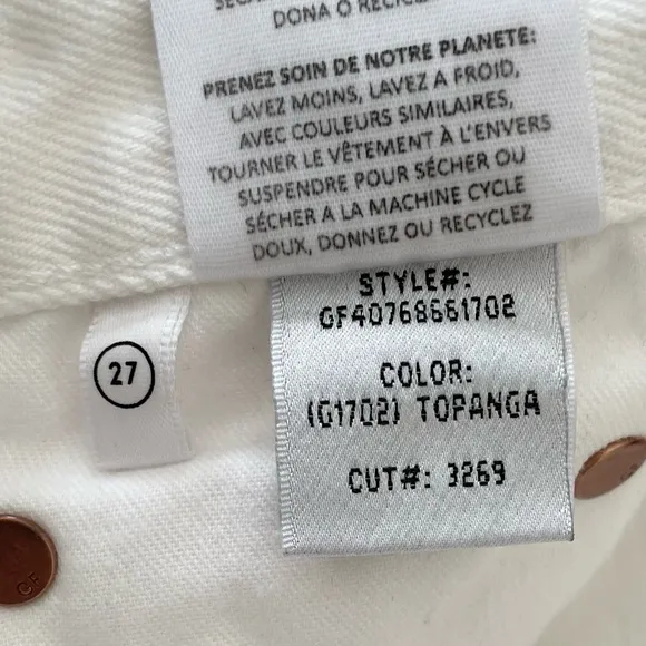 GRLFRND Helena High Rise Cut Off Short in Topanga (White) - EUC, 27