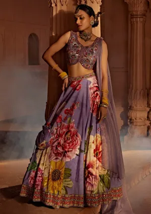 Gushaad lilac floral lehenga set