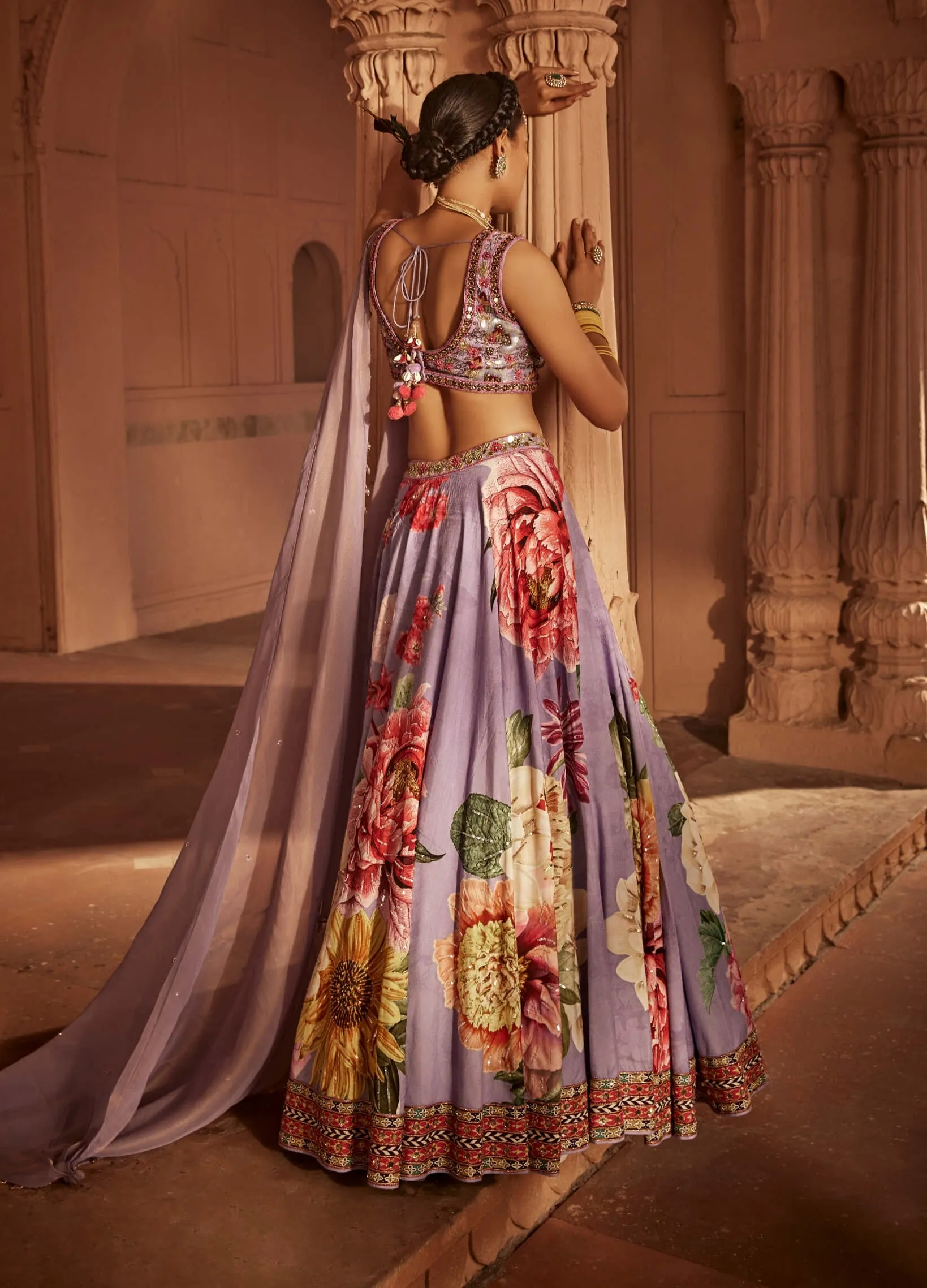 Gushaad lilac floral lehenga set