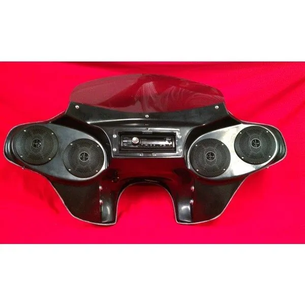 Harley Davidson Headlight Stereo Fairing Fatboy Softail Classic Heritage Deluxe Black