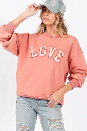 Hazel Blues® |  SAGE   FIG LOVE Path Applique Drop Shoulder Sweatshirt