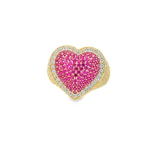 Heart-Shaped Pink Gemstone Ring 10k