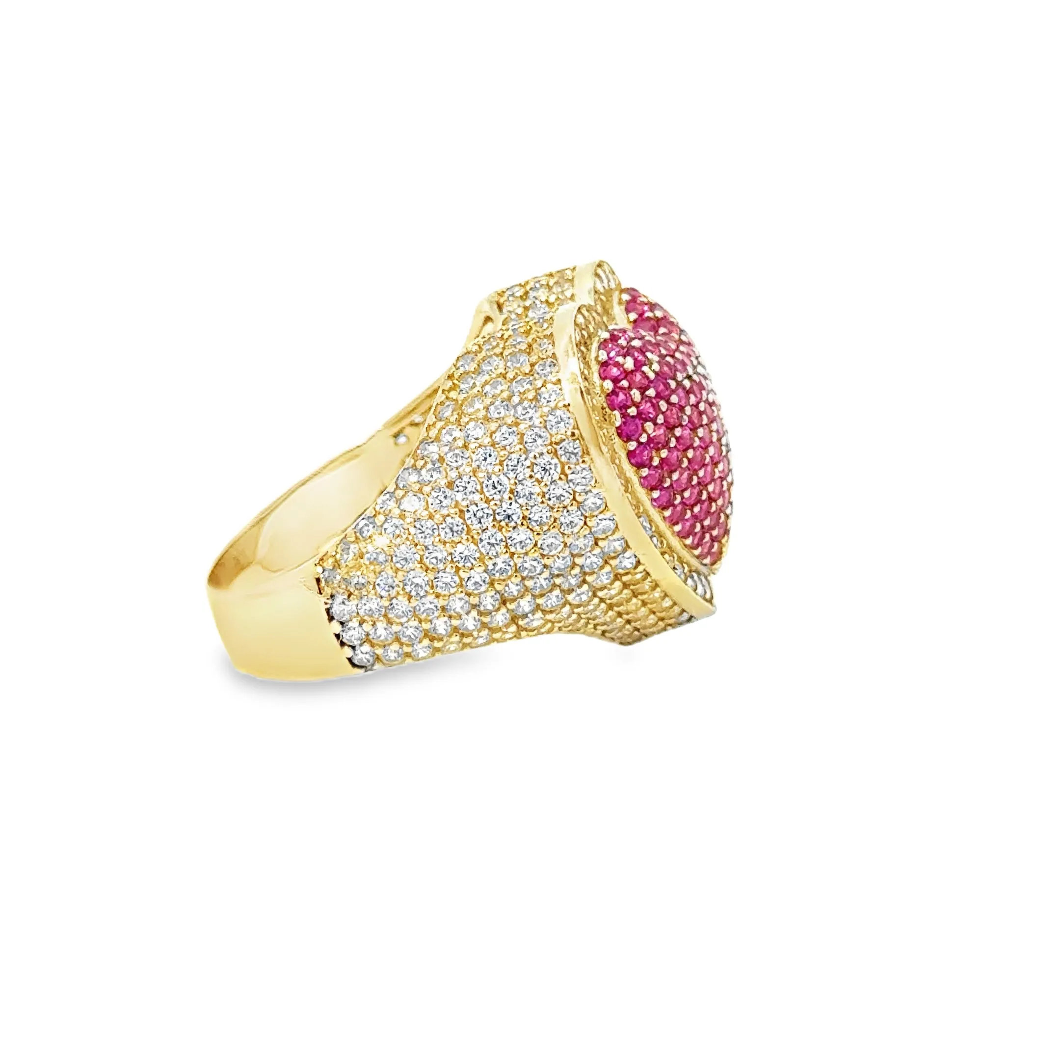 Heart-Shaped Pink Gemstone Ring 10k